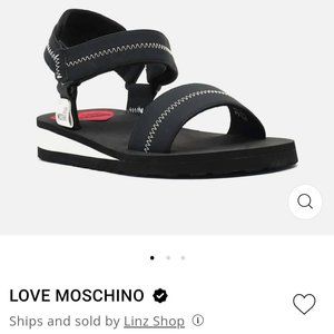 Love Moschino Black Velcro Strap Sandals